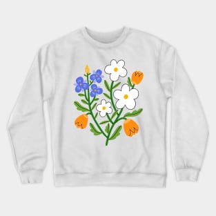 Pansy, daisy and tulip flower composition Crewneck Sweatshirt